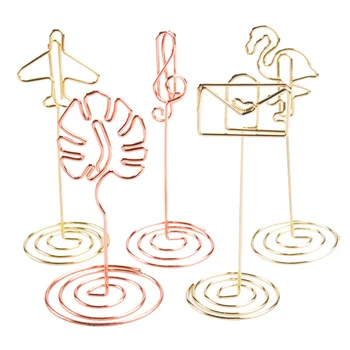 

5pcs Metal Memo Clips Cute Card Message Clips Small Desktop Clips Ornaments for Home (Flamingo, Plane, Note, Envelope, Monstera)