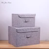 2022 New Cotton Linen Fabric Folding CD Storage Boxes Foldable Bins Toys Organizer With Lids Storage Basket Laundry Basket ► Photo 3/6