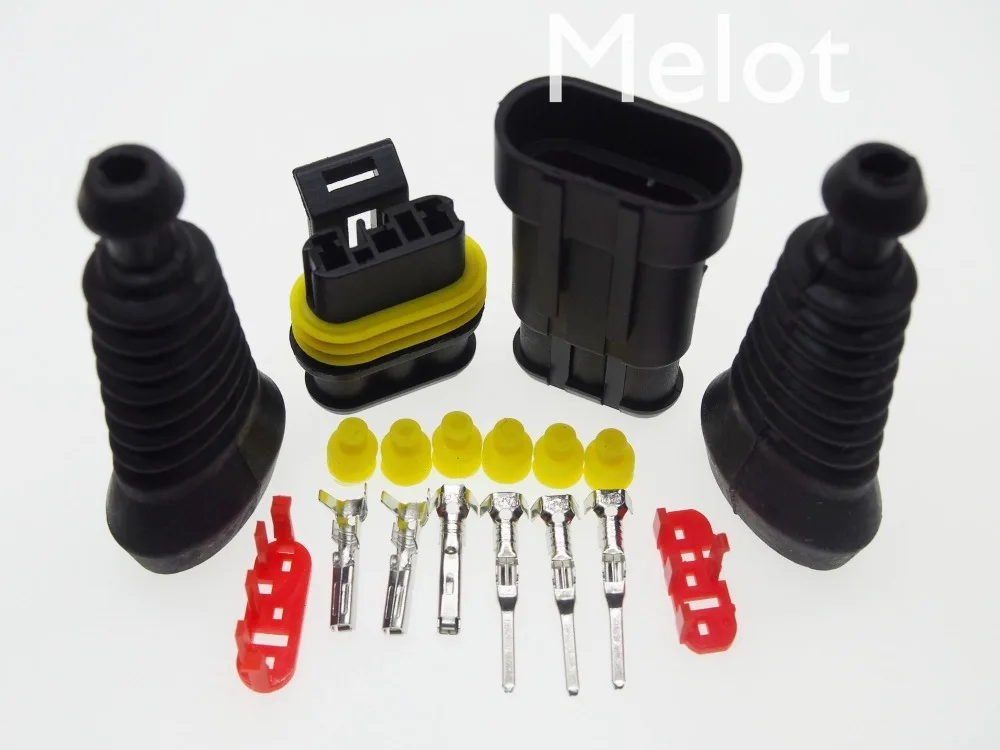 3 Pin AMP male& female Auto hid разъемы+ оболочка(2 шт) Наборы для HEV/EV Start/Stop/Inverter систем и т. Д