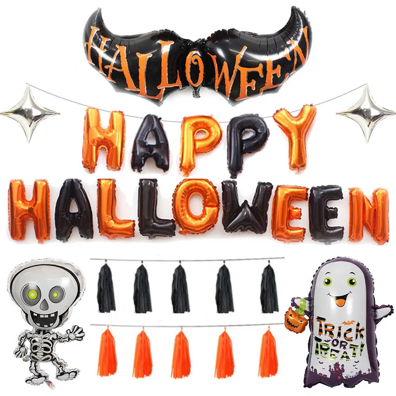 

Halloween Party Letters Aluminum Balloon Set 2019 Halloween Decoration for Home Pumpkin Foil Balloons Halloween Party Supplies