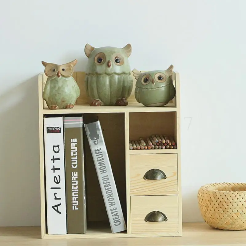 Creative Desktop Office Drawer Receiving Box Solid Wood Bedroom Miscellaneous Shelf Office Desk Cleaning Box