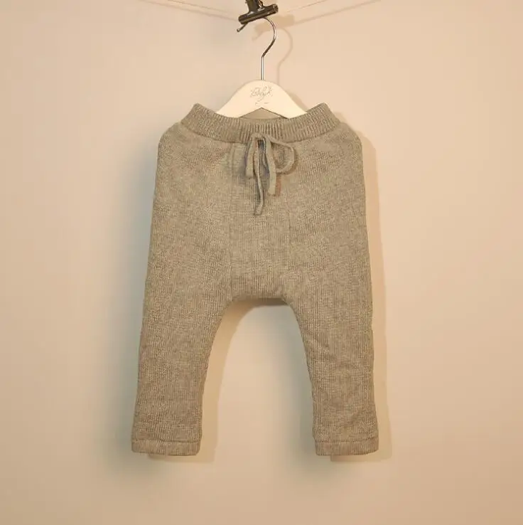 Light grey Зимние плотные детские штаны для маленьких мальчиков и девочек модные теплые штаны для девочек свитер детский вязаный свитер для маленьких детей - Цвет: Light grey