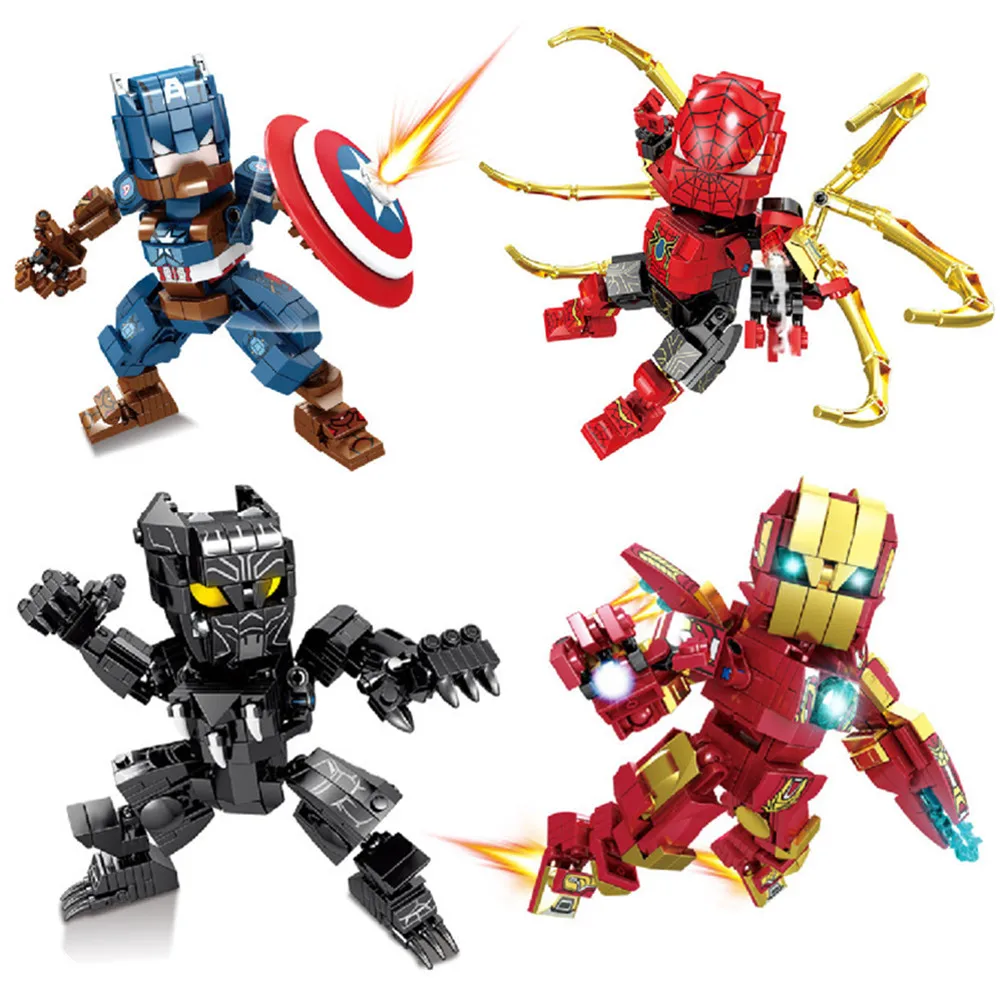 

4Pcs Marvel Avengers Endgame Super Heroes Iron Man Captain America Mech Armor Building Blocks Bricks Kids Toys Juguetes Xmas