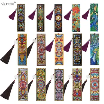 

5D DIY Diamond Painting Leather Bookmark Tassel Book Marks Special Shaped Diamond Embroidery DIY Craft Christmas Gift