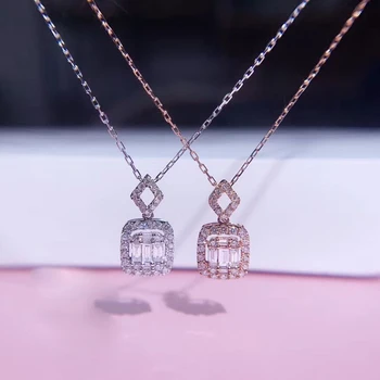 شراءAEAW 18k الأبيض الذهب 0.26ct الماس مشع قص قلائد الماس الطبيعي المختنق قلادة المرأة مجوهرات