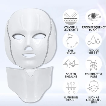 

7 Colors Light LED Facial Mask With Neck Skin Rejuvenation Face Care Treatment Beauty Anti Acne Therapy Whitening Skin Tighten