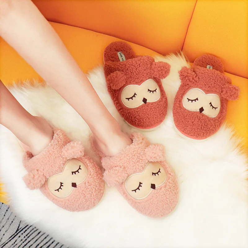

Autumn & Winter Hot Selling Household Cotton Slippers Women's Owl Couples Cotton Slippers Men's Warm Anti-slip Parent And Child