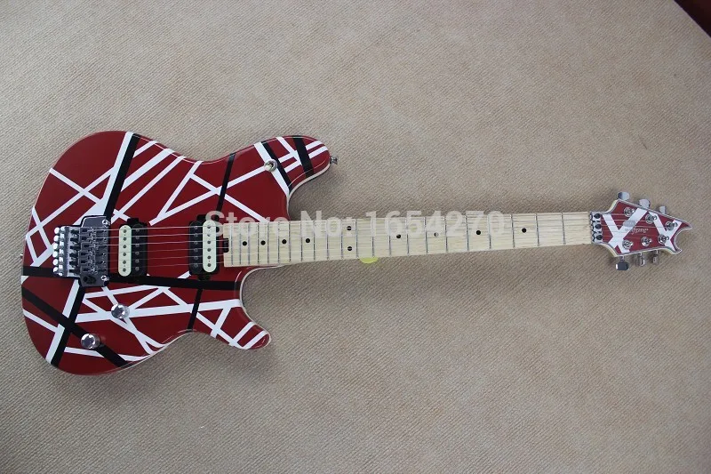 Высокое качество-Новое прибытие EVH Wolfgang Custom Shop электрогитара в красно-белой линии