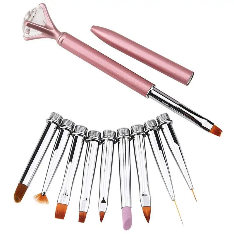 

Nail Design Brush Set 10 pcs Replacement Heads for UV Gel Acrylic Nail Polish Painting Brush Nail Art Brush Nail Art Brush Set