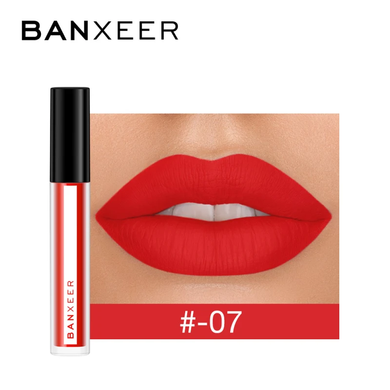 BANXEER, матовый, 8 цветов, блеск для губ, бархатистая помада, жидкая, матовая, водостойкая, оттенок для губ, полный, насыщенный, сексуальный, для макияжа, косметика для губ, TSLM2, сексуальный - Цвет: 07
