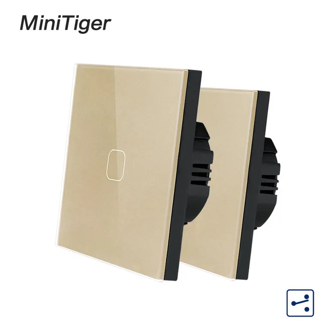 Minitiger 1 Gang 2 Way EU Standard Control Wall Touch Screen Switch White Crystal Glass Panel cross/through switch 2pcs/pack |