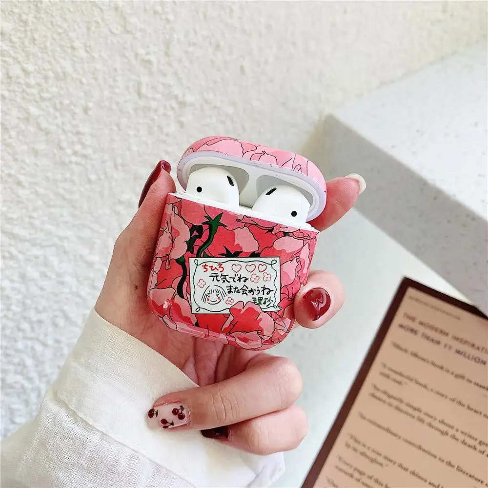 

Spirited Away postcard Flower hard PC For Apple Airpods 1/2 Shockproof Cover For NEW AirPods Wireless Bluetooth Earphone case