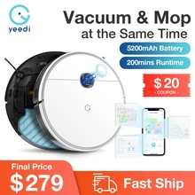 Yeedi 2 robô híbrido aspirador de pó de navegação visual, varredura mop 3in1, bundary virtual, 2500pa 200 minutos de tempo de execução, personalizar a limpeza