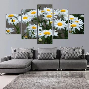 

Literary And Fresh Little Daisy Canvas Painting 5 Pieces Modular HD Print Posters And Prints Home Decoration Wall Art Poster