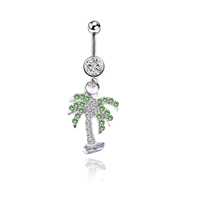 Sexy Navel Piercing Belly Ring Belly Button Rings Barbell Bar Zircon Dangling Ombligo Party Round for Woman Body Jewelry 14g