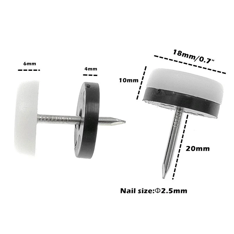 ELEG-40Pcs утолщенная мебель Glide, гвоздь-на нейлоновый ползунок Pad протектор пола для Деревянных Ног стула стол диван(18 мм или 0