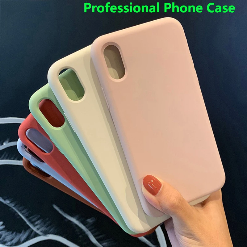 

Candy Color Liquid Silicone Phone Case Original Soft Shell Phone Case For IPhone X XS Max XR 6 6S 5 5S SE Case Funda Protectora