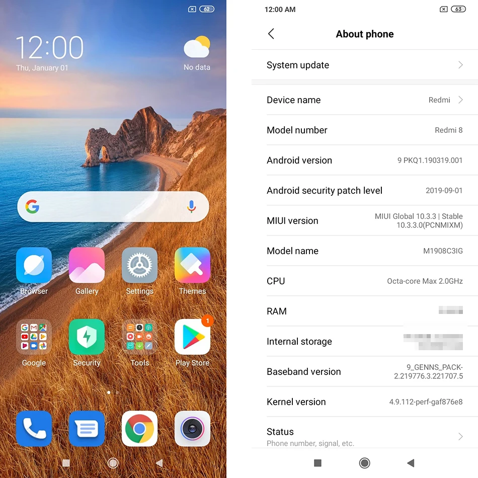 Xiaomi Redmi 8 с глобальной прошивкой, 3 ГБ, 32 ГБ, Восьмиядерный процессор Snapdragon 439, двойная камера 12 Мп, мобильный телефон, 5000 мАч, большая батарея OTA