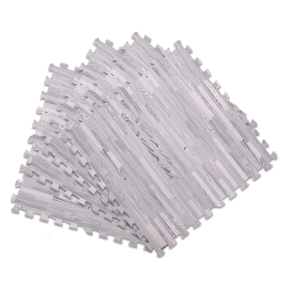 4Pcs Foam Floor Mats Printed Wood Thick Exercise Mat with Interlocking Tiles Protective Flooring Cushion for Home