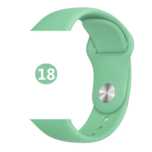 18-Spearmint Ремешок для Apple watch band 44 мм 40 мм 42 мм 40 мм correa iwatch band 5 4 3 2 спортивный силиконовый ремень браслет Apple watch 4 аксессуары - Цвет ремешка: 18-Spearmint