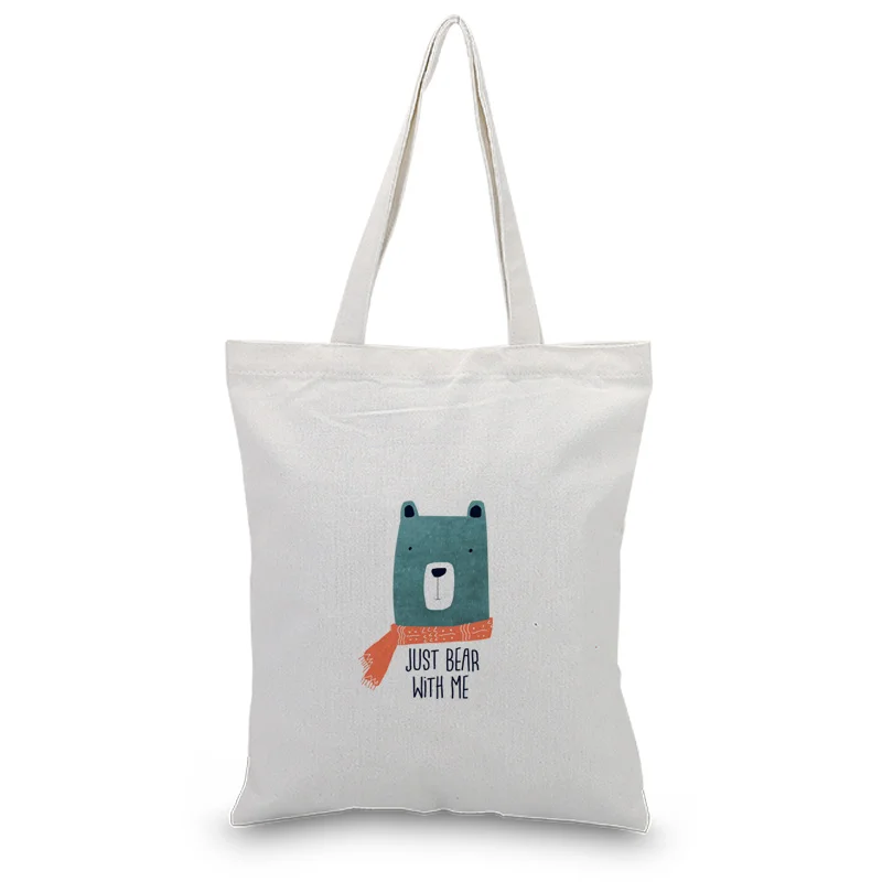 Крутая Холщовая Сумка-тоут с животными, текстовая сумка «сделай сам», индивидуальный логотип для печати, Повседневная Складная многоразовая сумка для покупок