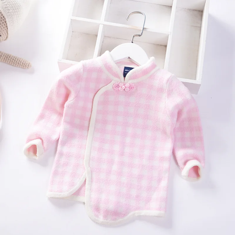 

Girls Plaid Sweater 2019 Autumn And Winter New Style Children Pullover Knitted Sweater Single Layer 1 Years Old Baby Sweater Ski