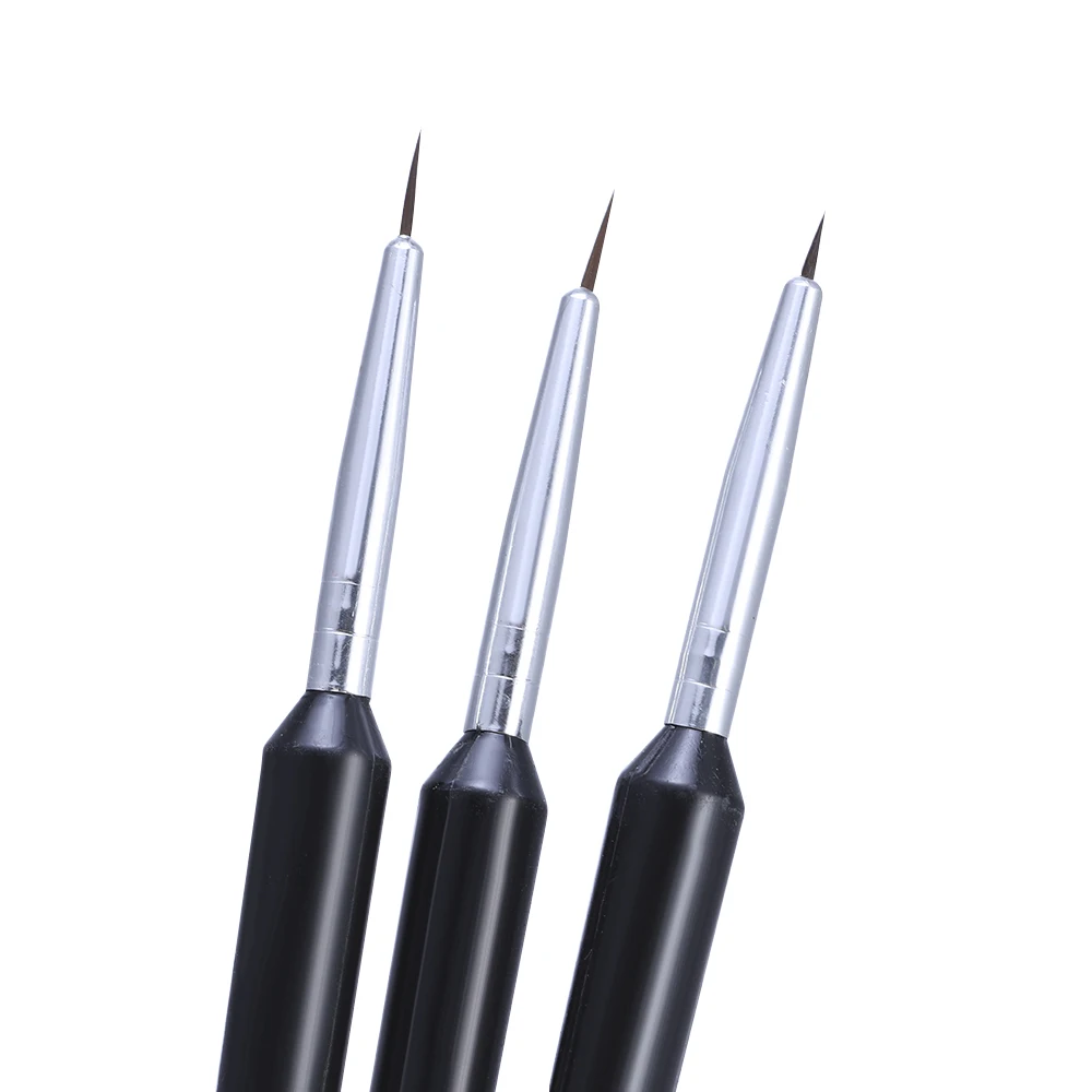 3Pcs Acrylic French Stripe Nail Art Liner Brush Set 3D Tips Manicure Ultra-thin Line Drawing Pen UV Gel Brushes Painting Tools