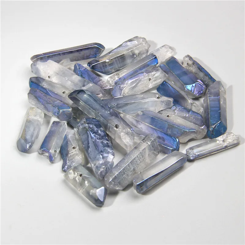 10 шт., цветные бусины из натурального кварца с кристаллами, с верхним просверлением, необработанные Кристальные драгоценные камни, свободные бусины для ожерелья, ювелирные изделия
