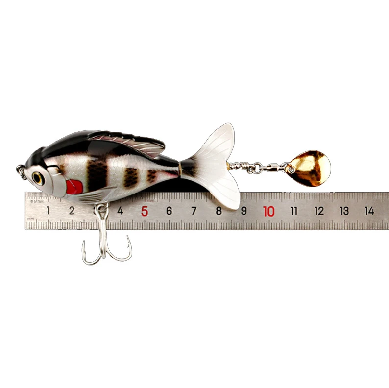 1pcs Rotate Tail Popper Lure 9.5cm 16.6g Topwater Wobble Fishing Lures  Lifelike Artificial Hard Bait Bass Pike Fishing Tackle