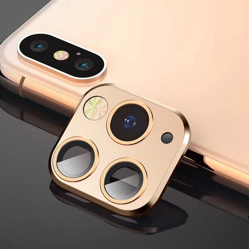 Золотой Камера 3D Защитная Наклейка на рассеиватель для IPhone X XS MAX крышка камеры секундная замена на IPhone 11 Pro MAX материал из алюминиевого сплава - Цвет: Золотой