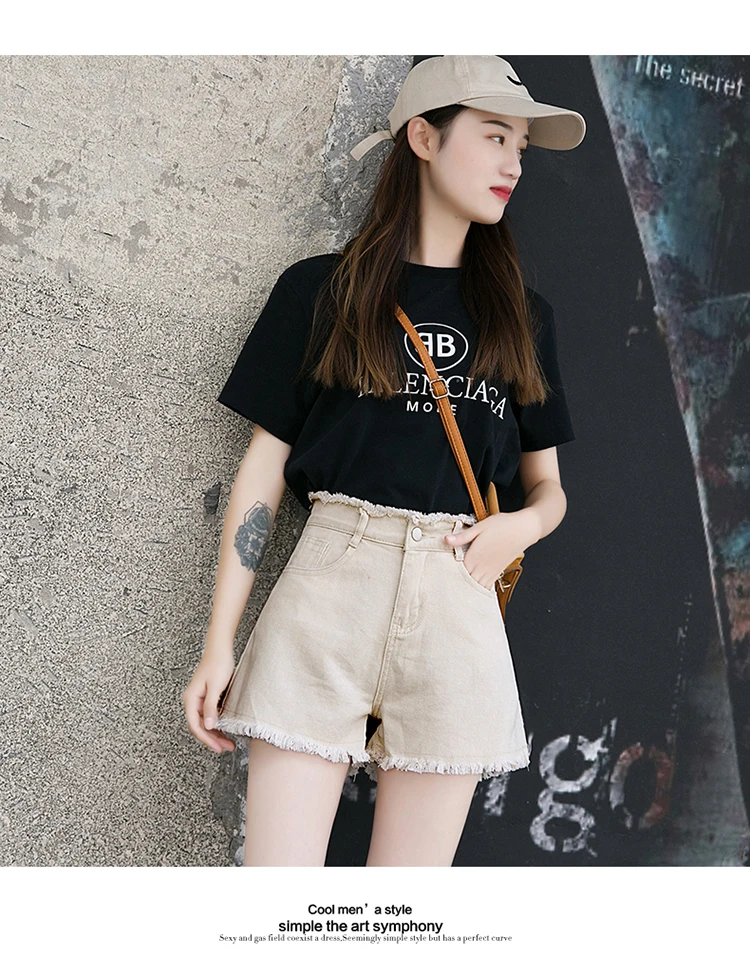 Photo Shoot High Waist Jeans Summer Korean-style Weep Yafeng WOMEN'S Dress up And down Burrs Outer Wear A- line Wide-Leg Shorts