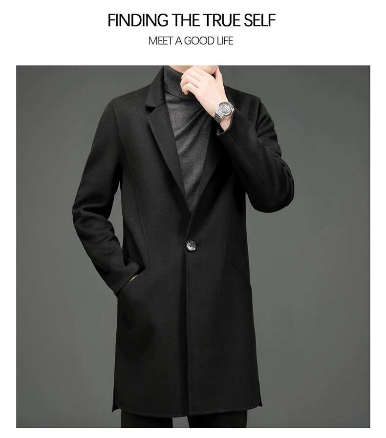 Men MediumLength Double-sided Woolen Coat Man Casual Turn-Down Collar Windbreaker Jacket Male 7 Ha43e7f05b2d945b7baaa475c0e7ae672r