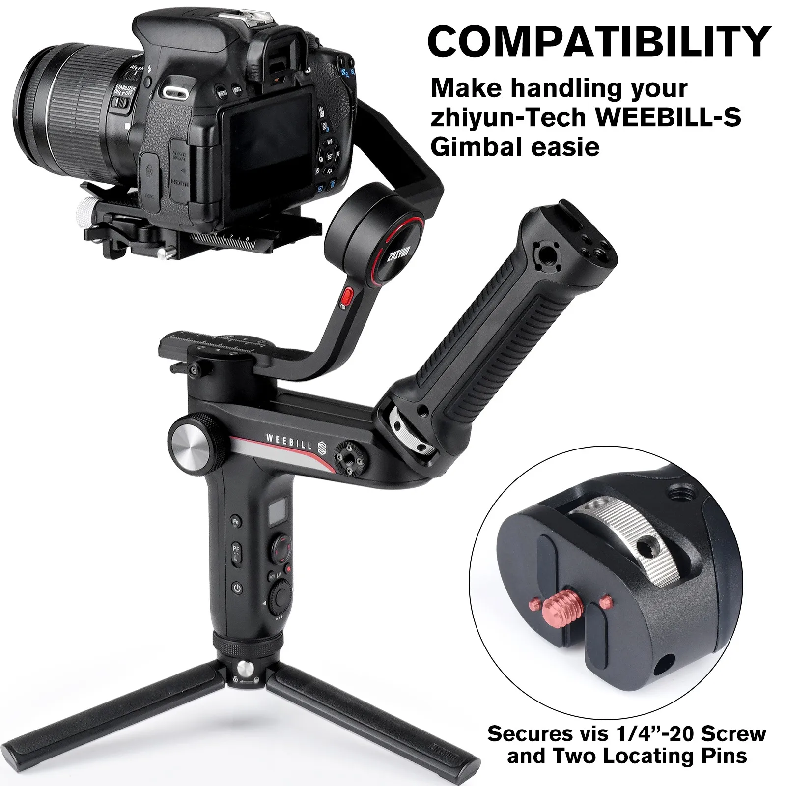 Gimbal Stabilizer Handle Hand Grip Extension Rod Holder Cold Shoe Mount 1/4 Screw Holes Zhiyun Weebill S zhiyun camera gimbal stabilizer