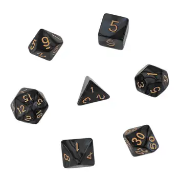 

Hot! 3sets Bright black Color 7 Pcs Set Creative Multi-Faceted Pearl Gemmed Acrylic Dice16-20mm D4 D6 D8 D10 D12 D20 New Sale