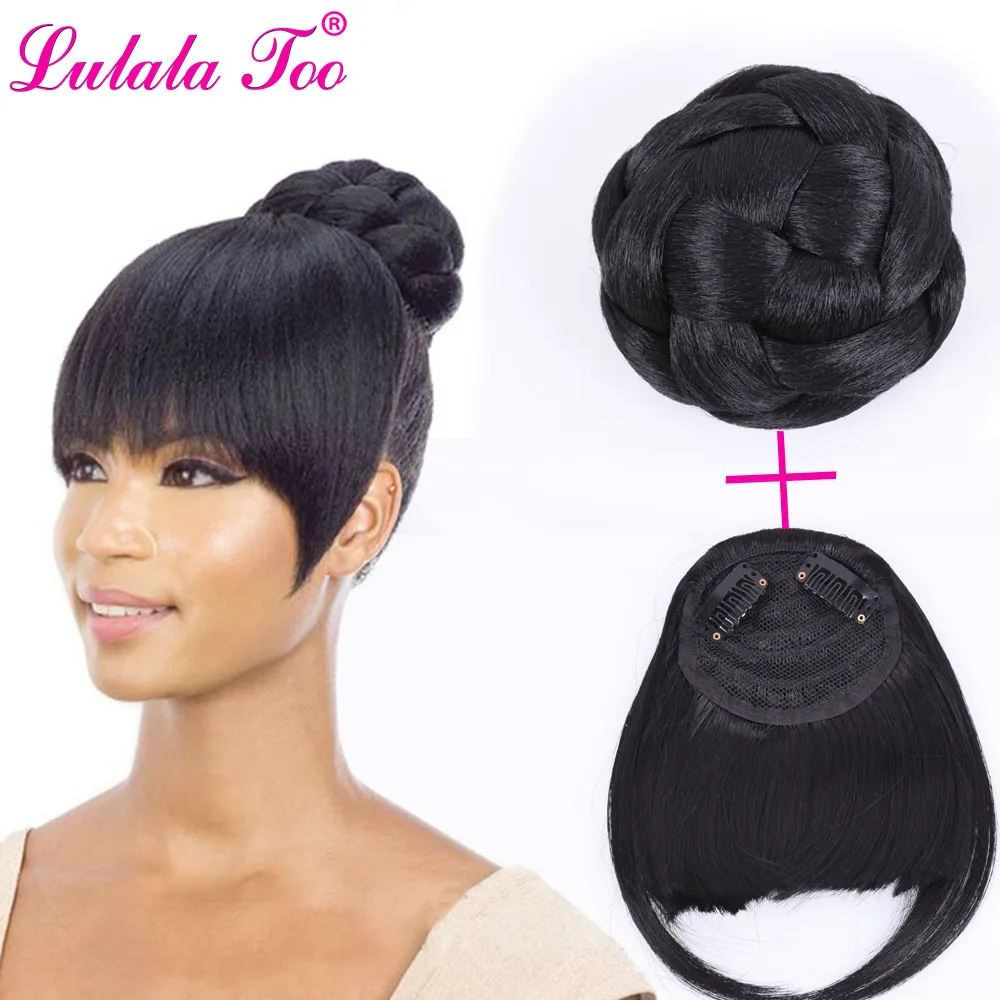 Hairpiece Bang-Set Drawstring Ponytail Synthetic-Chignon Bun Updo-Accessories Fake-Hair