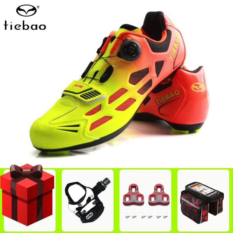 

TIEBAO Road Cycling Shoes add pedal set Men sneakers Women zapatillas deportivas hombre Breathable bike Shoes TB16-B1259A
