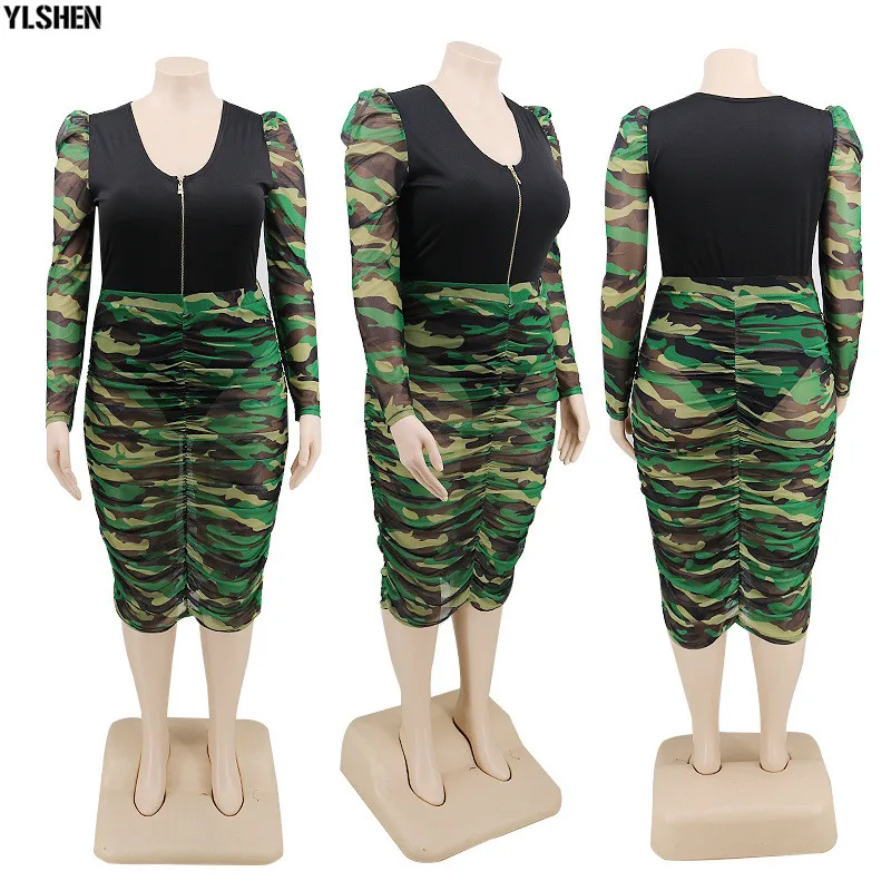 2 Piece Set African Clothes Maxi Dresses for Women Clothing Plus Size Dashiki Sexy Bodysuit Top + Camo Skirt Summer Africa Dress 07