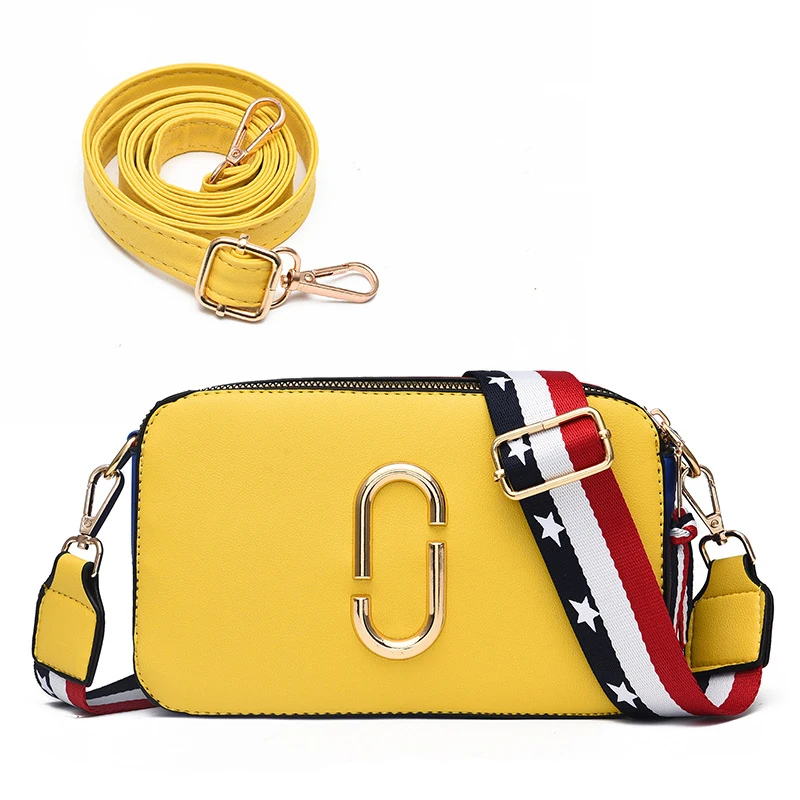 

Luxury Designer Wide Strap Cross Body Shoulder Bags Handbags Women Famous Brands Ladies Fashion Yellow Bags for 2019 sac a main