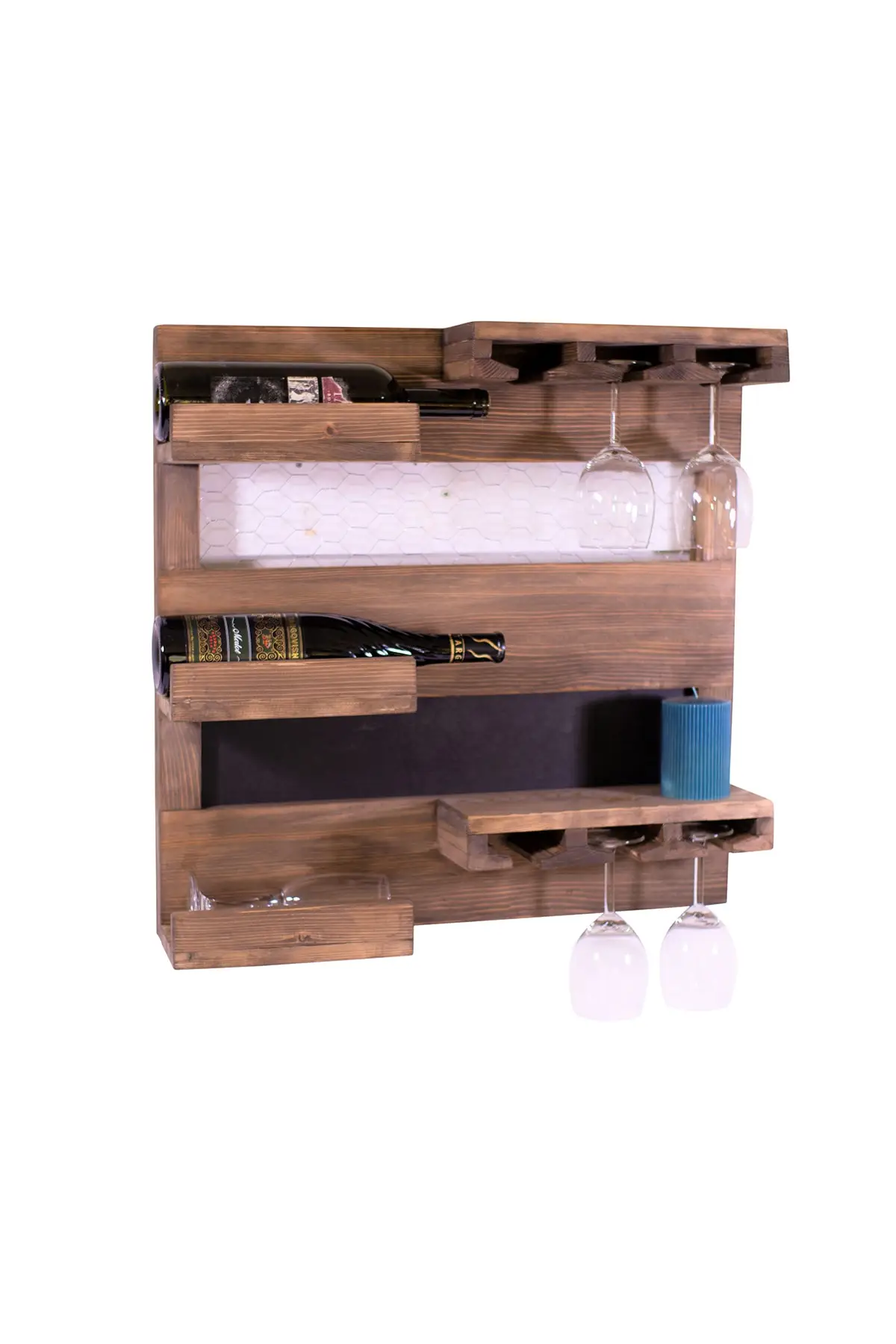Wooden Mini Bar Wine Rack Stand Wall Goblet Rack Hand Painting Home Decoration Furniture Wall Mount 100% Solid Wood