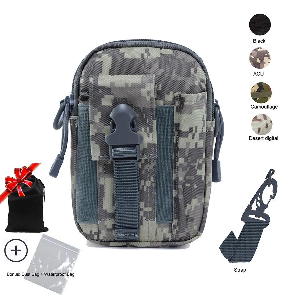 Мужская тактическая Сумка Molle, поясная сумка, маленький карман, военная сумка для бега, походные сумки, кошелек для мобильного телефона, инструмент для путешествий - Цвет: ACU