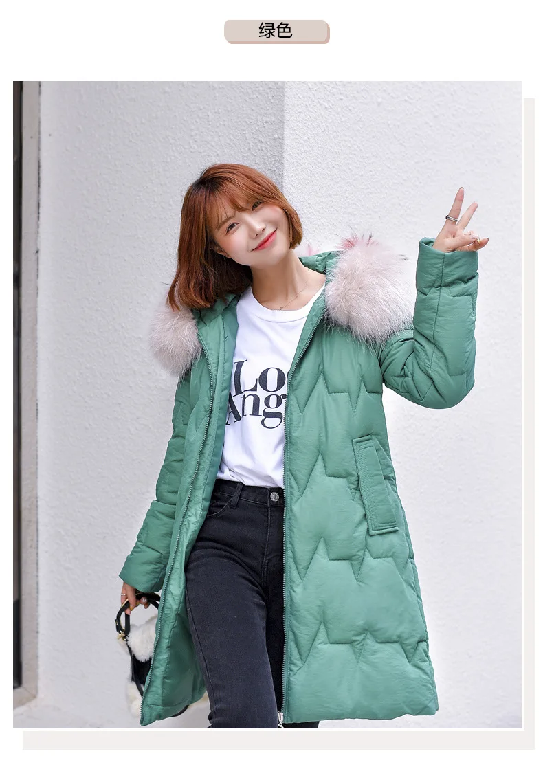 Down parka cultivate morality joker thickening heavy hair brought down cotton-padded jacket female warm coat