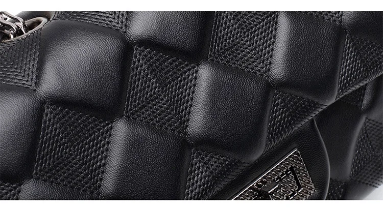 Classic Black Lattice Handbags Womens Bags Luxury Diamond Quilted Lambskin Leather Shoulder Bags Single Chain Crossbody Flap Bag (3)