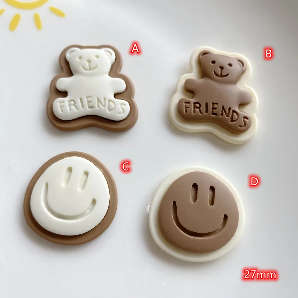 

20Pcs Resin Flat back Cabochon Slime Charms for Jewelry Making Resin Cabohons Flatback Friends Bear Smile Face DIY Accessories
