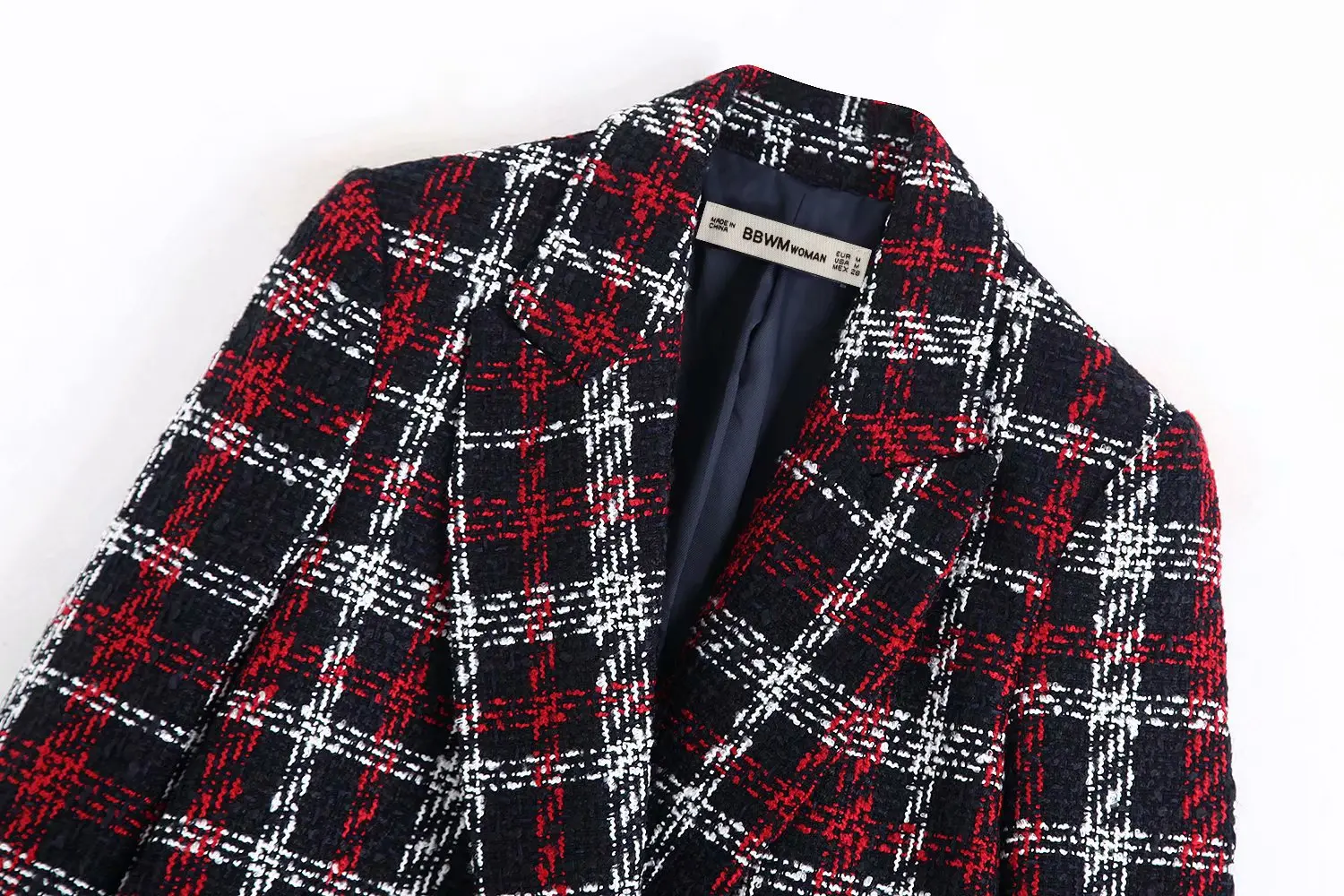 

2019 Autumn New Style Western Style Plaid Double Breasted Loose-Fit Suit Jacket 2753221