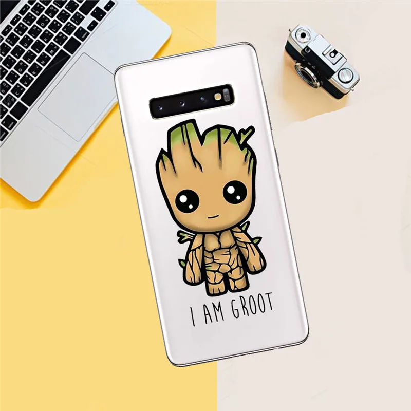 Groot cuteFor samsung Galaxy S6 S7 Edge S8 S9 S10 Plus Lite Note 8 9 10 M10 M20 M30 Plus pro чехол для телефона Etui Funda