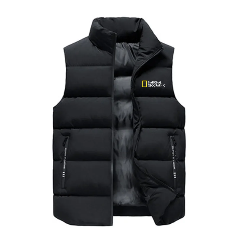 2021 New National Geographic Peripheral Printing Men's Fall/Winter Stand Collar Cotton Vest Zipper Sleeveless Casual | Мужская