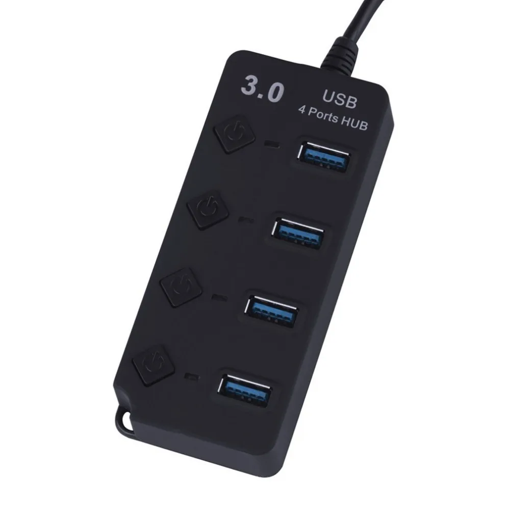 4 порта USB 3,0 концентратор 5 Гбит/с высокоскоростные Выключатели AC адаптер питания для ПК высокоскоростной концентратор адаптер питания