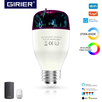 

E27 Smart Wifi LED Bulb, RGB Dimmable Light Bulb 7/9W, Works with Alexa Google Home Assistant Smart Life App, No Hub Required