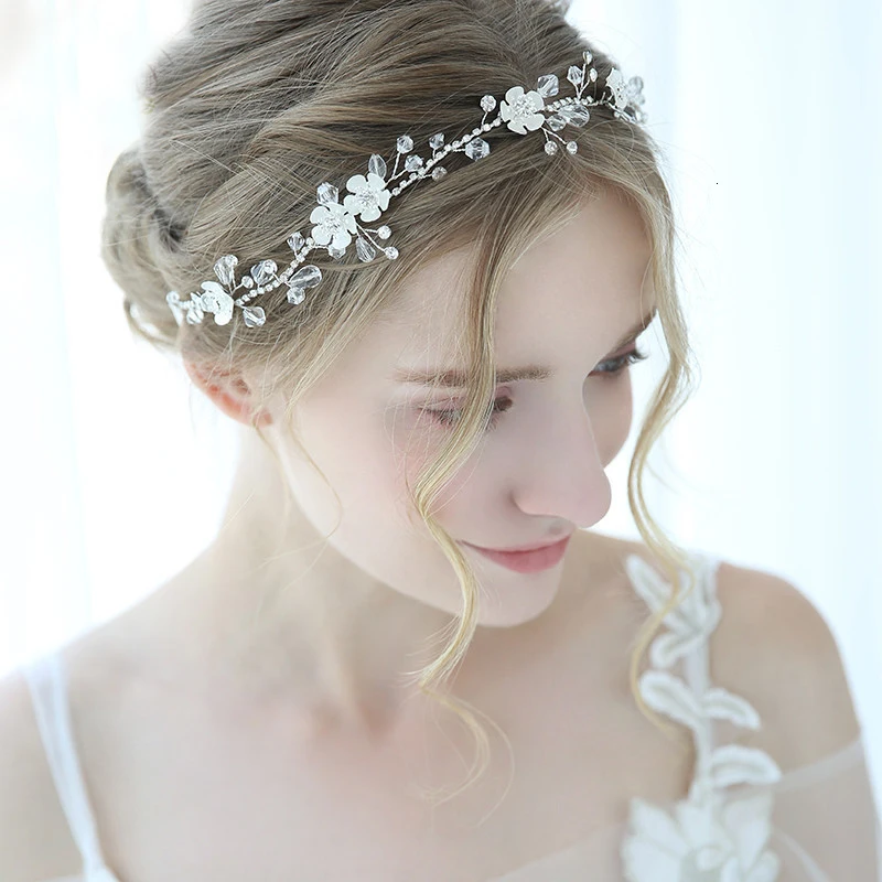 Серебряная тиара с цветочными элементами ветви цветок повязки на голову шпильки свадебные диадемы аксессуары для волос украшение для волос для невесты свадьба