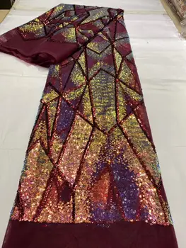 

stock 5yards/bag Mixed color diamond pattern embroidery sequins new fabric for wedding dress design CYY83#